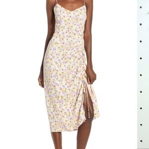 AFRM Favor ruched midi dress in yellow XS